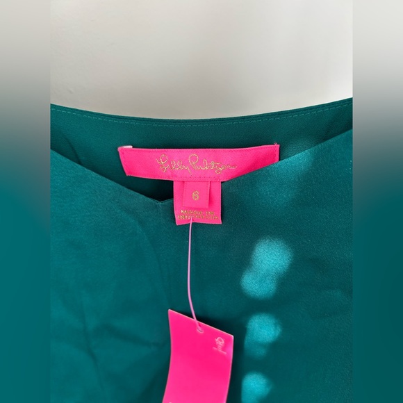 Lilly pulitzer Nadia satin cami / blouse top  in EVERGREEN green size 6 NWT - Picture 12 of 14